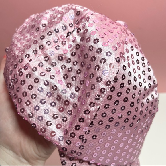 Vintage Y2K 2000s mcbling 90s pink sequin hat - Picture 3 of 4